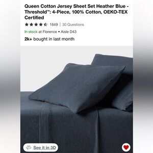 Threshold Heather Blue Cotton Jersey Sheet Set